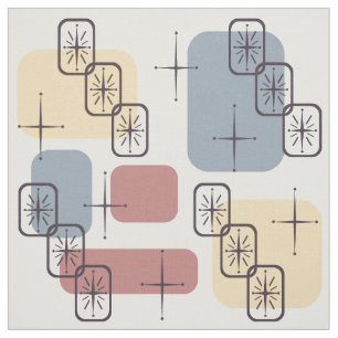 Mid Century Modern Blue Yellow Pink Fabric