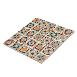 Mid-Century Modern Boho Mosaic Ceramic Tile