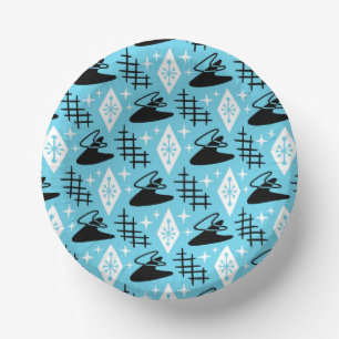 Mid Century Modern Boomerang Pattern Paper Plate