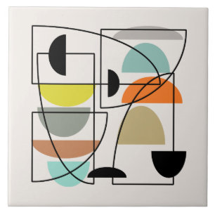 Mid Century Modern 'Bowls' Ceramic Tile