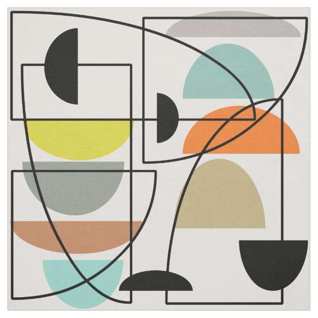 Mid Century Modern 'Bowls' Fabric (Swatch)
