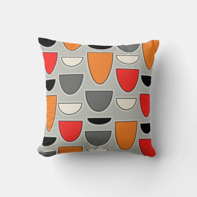 Mid Century Modern Bowls (Grey) Cushion (Front)