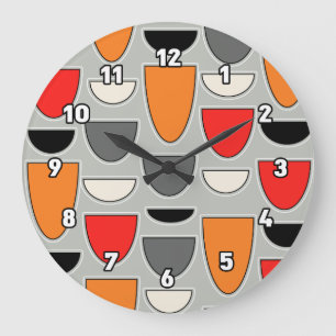 Mid Century Modern Bowls (Grey) Large Clock