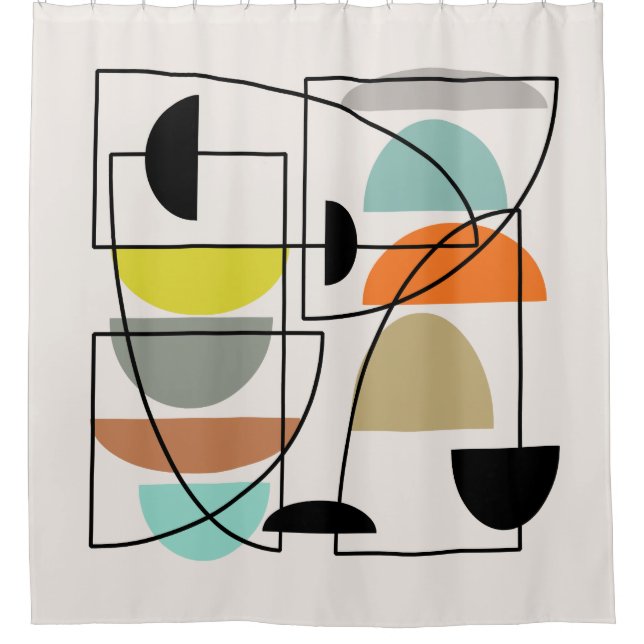 Mid Century Modern 'Bowls' Shower Curtain (Front)