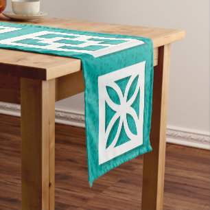 Mid Century Modern Breeze Block Aqua Runner