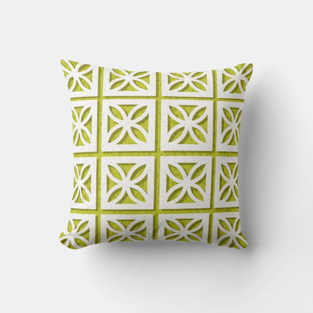 Mid Century Modern Breeze Block Lime Throw Pillow (Front)