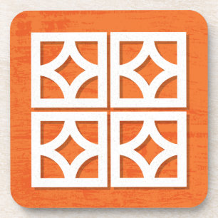 Mid Century Modern Breeze Blocks Orange Coasters 2