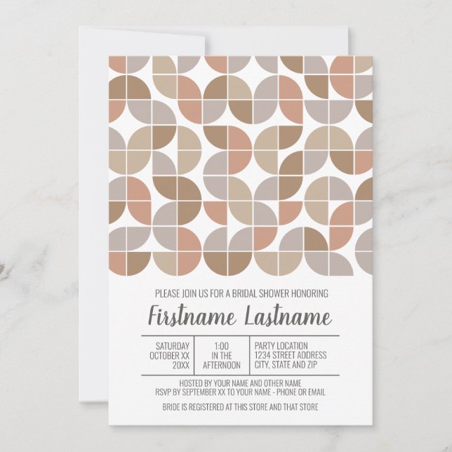 Mid Century Modern Bridal Shower Champagne Colours Invitation (Front)