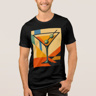 Mid Century Modern Bright Bauhaus Martini Tri-Blend Shirt