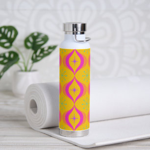 Mid Century Modern Bright Pink and Yellow Atomic Water Bottle