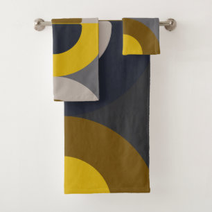Mid-Century Modern Bronze Mustard Thunder Bath Towel Set
