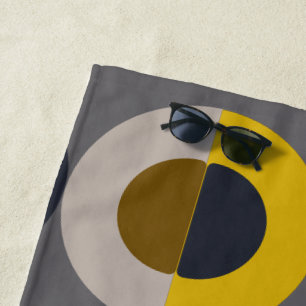 Mid-Century Modern Bronze Mustard Thunder      Beach Towel