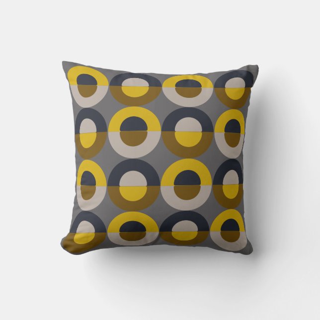 Mid-Century Modern Bronze Mustard Thunder     Cushion (Front)