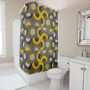 Mid-Century Modern Bronze Mustard Thunder    Shower Curtain