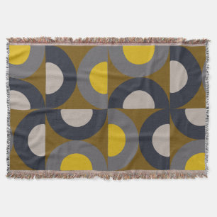 Mid-Century Modern Bronze Mustard Thunder Throw Blanket