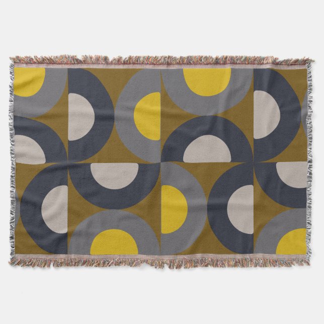 Mid-Century Modern Bronze Mustard Thunder      Throw Blanket (Front)
