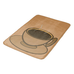 Mid Century Modern Brown Cosy Coffee Cup Bath Mat
