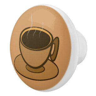 Mid Century Modern Brown Cosy Coffee Cup Ceramic Knob