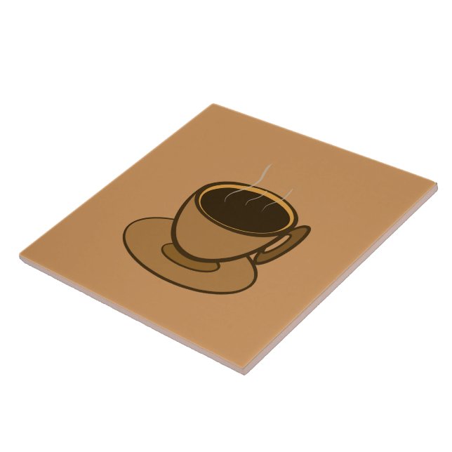 Mid Century Modern Brown Cosy Coffee Cup Ceramic Tile (Side)