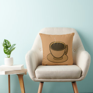 Mid Century Modern Brown Cosy Coffee Cup Cushion