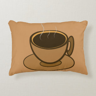Mid Century Modern Brown Cosy Coffee Cup Decorative Cushion