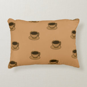 Mid Century Modern Brown Cosy Coffee Cup Decorative Cushion