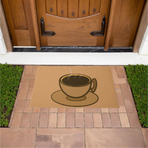 Mid Century Modern Brown Cosy Coffee Cup Doormat