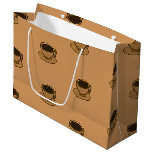 Mid Century Modern Brown Cosy Coffee Cup Large Gift Bag