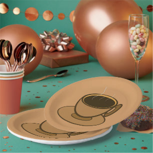 Mid Century Modern Brown Cosy Coffee Cup Paper Plate