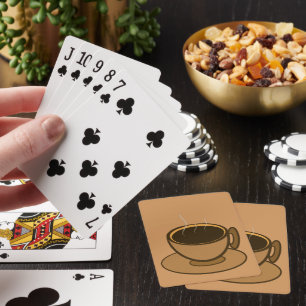 Mid Century Modern Brown Cosy Coffee Cup Playing Cards