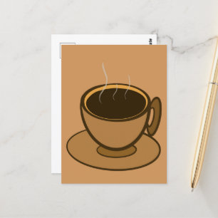 Mid Century Modern Brown Cosy Coffee Cup Postcard