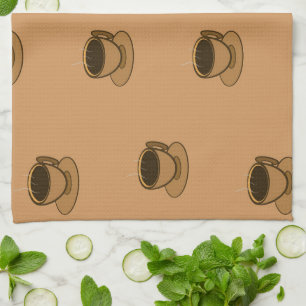 Mid Century Modern Brown Cosy Coffee Cup Tea Towel
