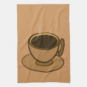 Mid Century Modern Brown Cosy Coffee Cup Tea Towel