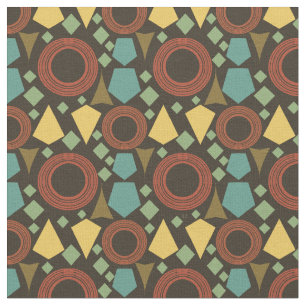 Mid Century Modern Brown Geometric  Fabric