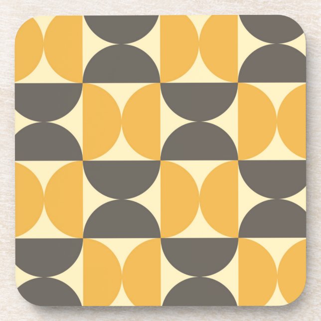 Mid-Century Modern Brown & Gold Pattern Coaster (Front)