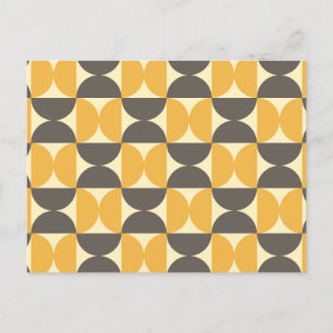 Mid-Century Modern Brown & Gold Pattern Holiday Postcard