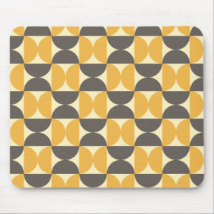 Mid-Century Modern Brown & Gold Pattern Mouse Pad