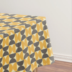 Mid-Century Modern Brown & Gold Pattern Tablecloth