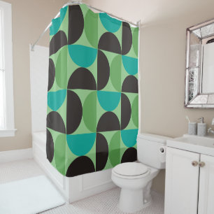 Mid-Century Modern Brown green and turquoise      Shower Curtain