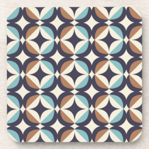 Mid-Century Modern Brown & Teal Pattern Coaster