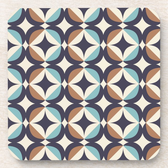 Mid-Century Modern Brown & Teal Pattern Coaster (Front)