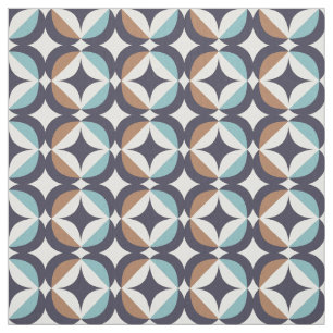Mid-Century Modern Brown & Teal Pattern Fabric