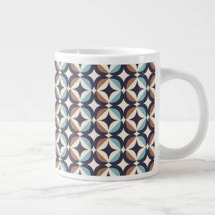 Mid-Century Modern Brown & Teal Pattern Large Coffee Mug