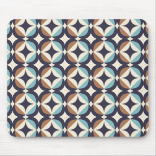 Mid-Century Modern Brown & Teal Pattern Mouse Pad