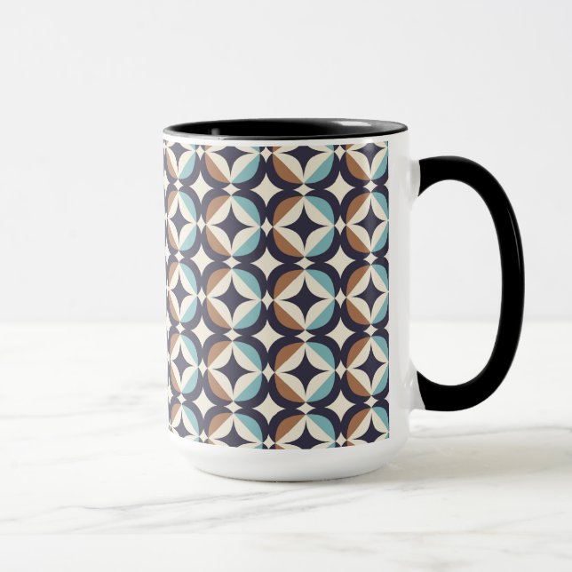 Mid-Century Modern Brown & Teal Pattern Mug (Right)