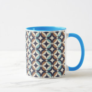 Mid-Century Modern Brown & Teal Pattern Mug