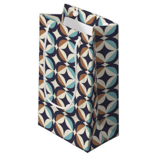 Mid-Century Modern Brown & Teal Pattern Small Gift Bag