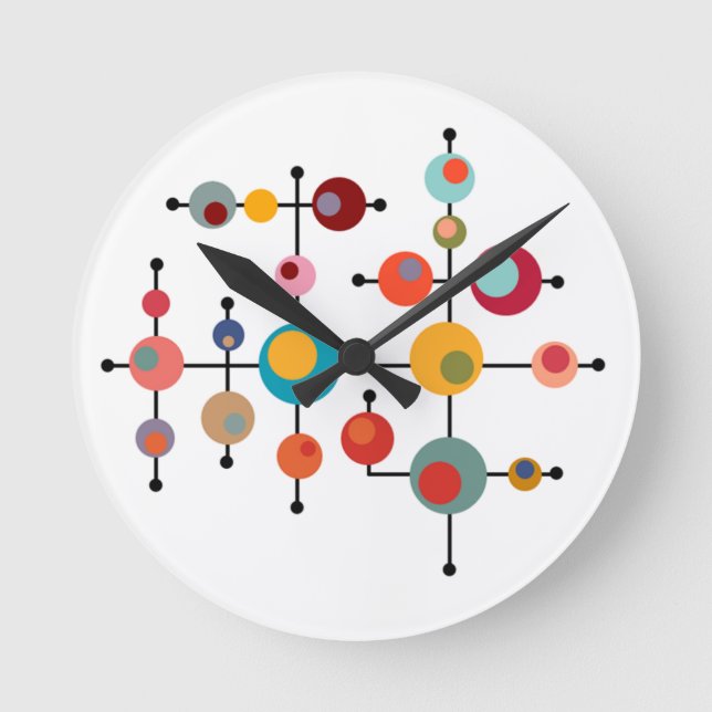 Mid-Century Modern Bubbles Round Clock (Front)