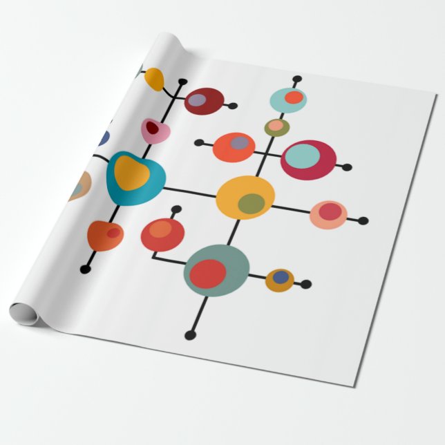 Mid-Century Modern Bubbles  Wrapping Paper (Unrolled)