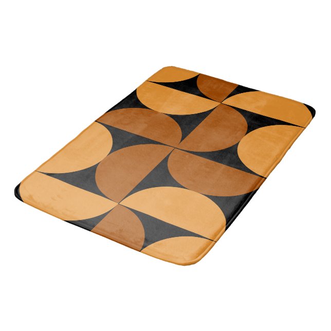 Mid-Century Modern Burnt Clay and Mocha  Bath Mat (Angled)